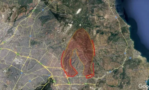 χάρτης πυρκαγιά Πεντέλη